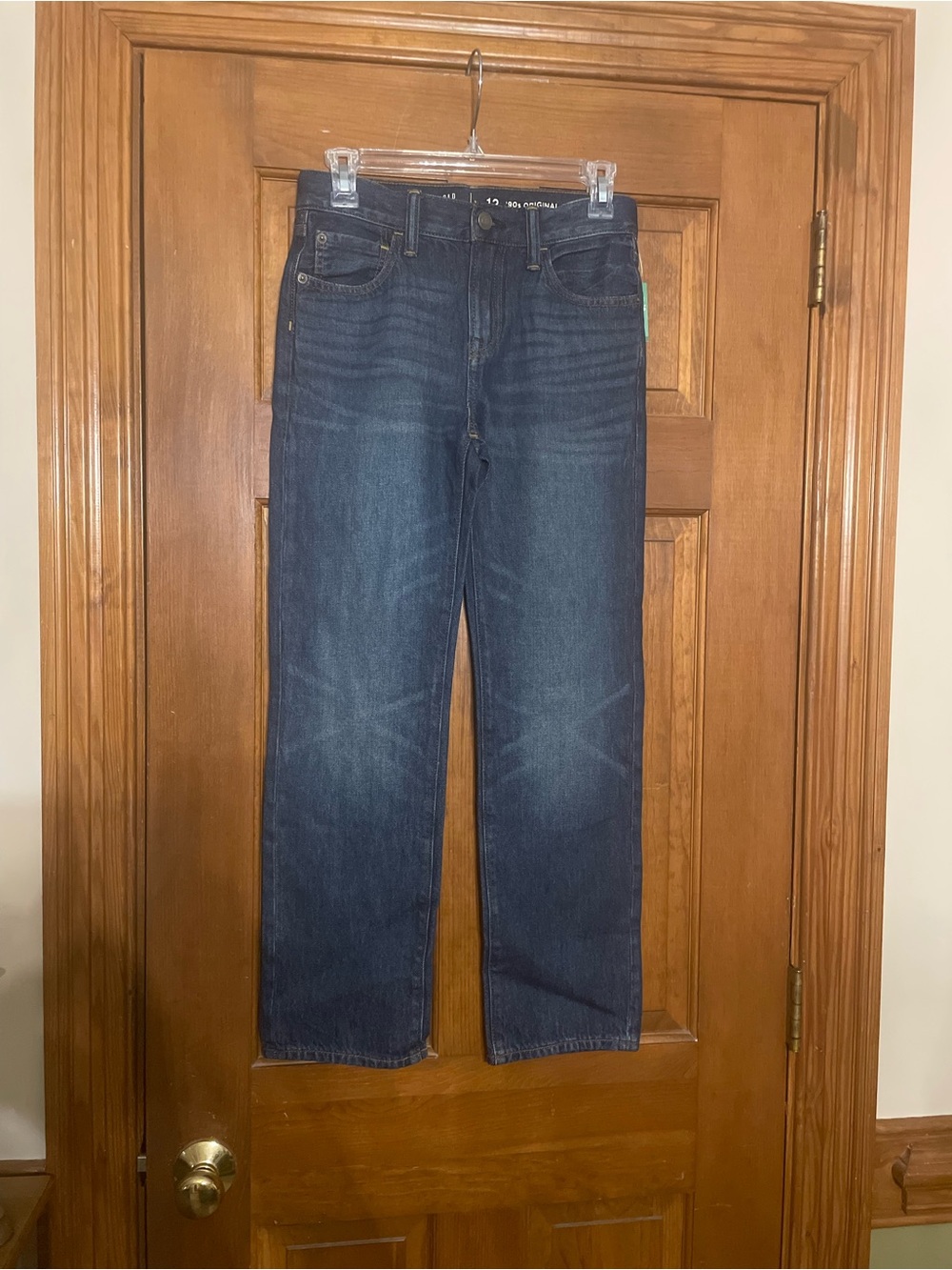 GAP Kids Dark Blue ‘90s Original Straight Jeans Subtle Distressing, NWT, Size 12
